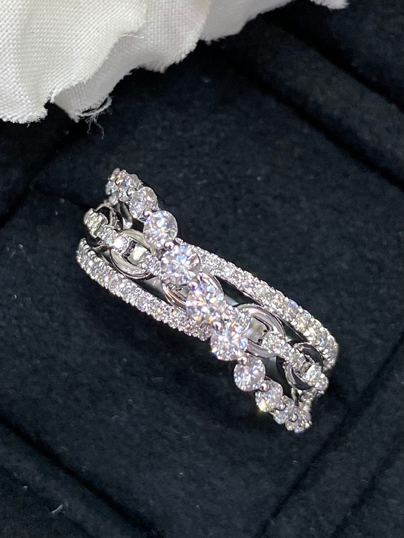 18K White Gold Natural Diamond Ring 0.93 ctw for Women