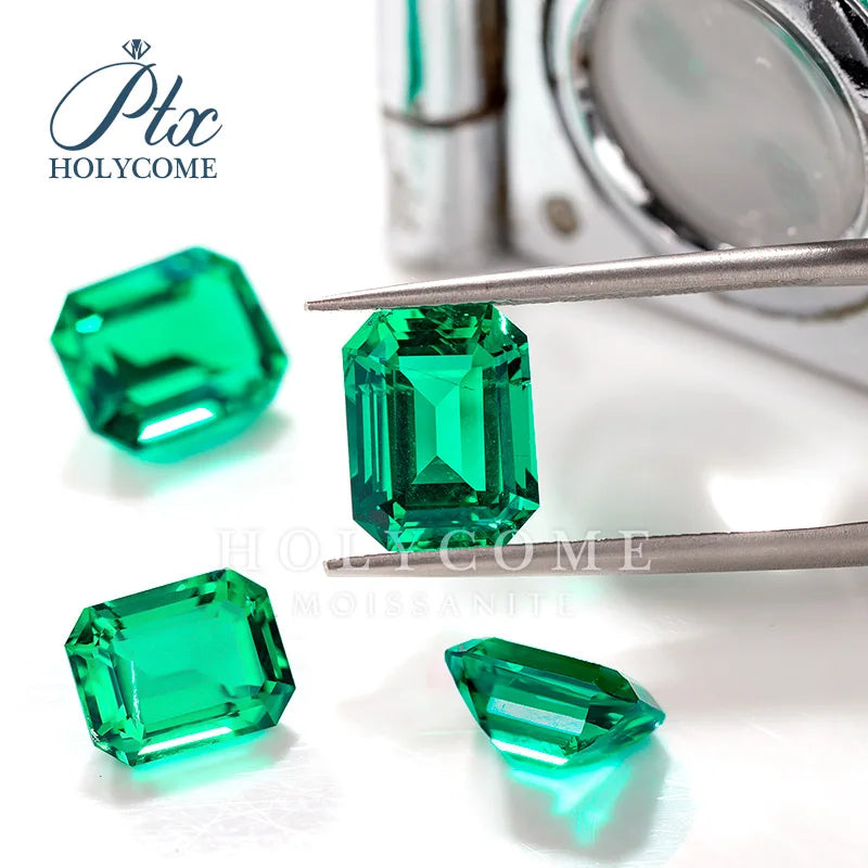 14K Gold Emerald Cut Lab Grown Emerald (0.37ct)