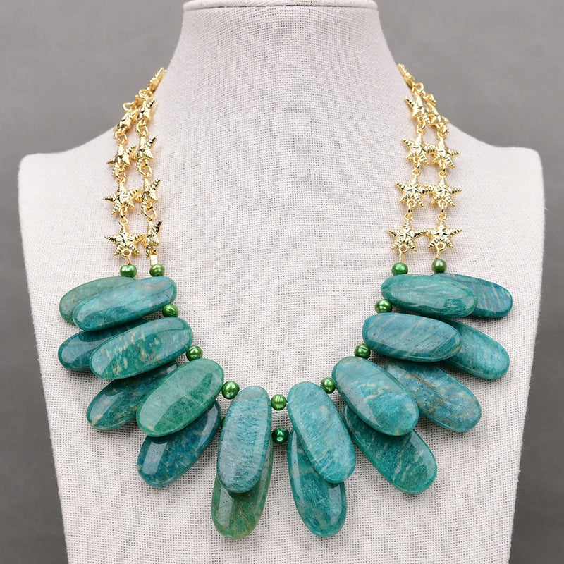 Gold Plated Amazonite Stone Necklace