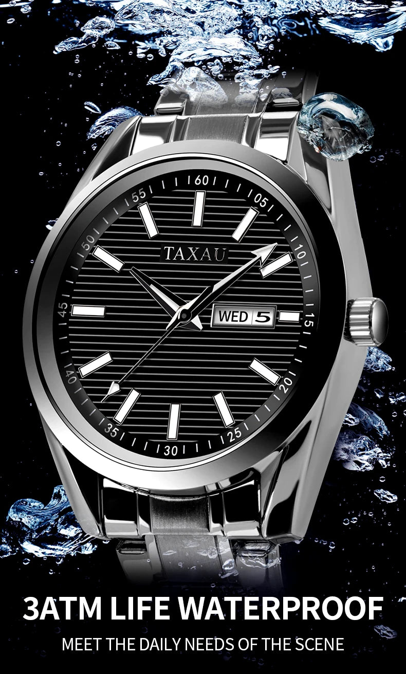 Stainless Steel Quartz Luminous Casual Watch for Men