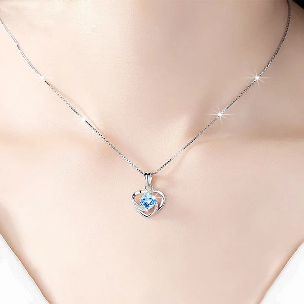 Sterling Silver 1 Carat LOVE Moissanite Pendant Necklace for Women