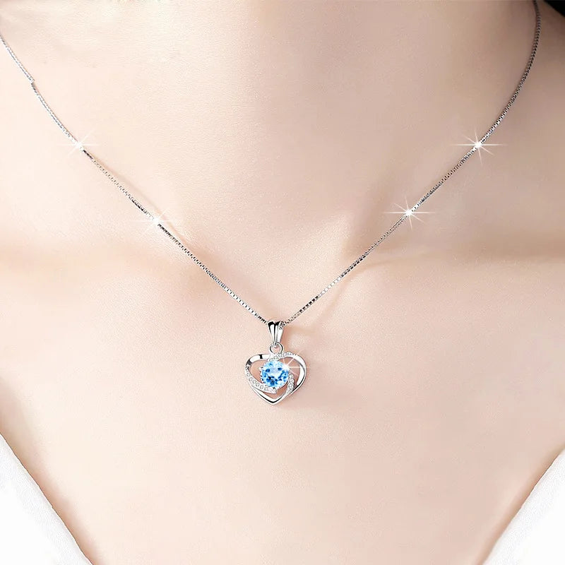 Sterling Silver 1 Carat LOVE Moissanite Pendant Necklace for Women