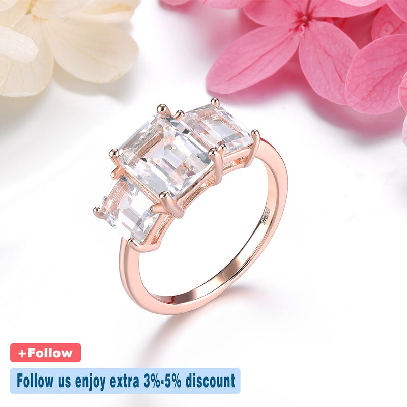 Sterling Silver 925 Rose Gold Plated White Topaz 4.50ct Ring for Women