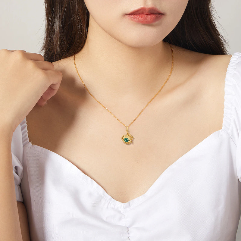 18K Gold Plated Sterling Silver Emerald Necklace for Women