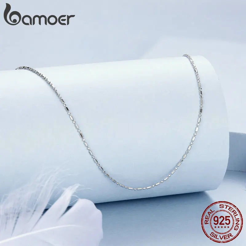 925 Sterling Silver Shimmering Basic Chain Necklace for Women