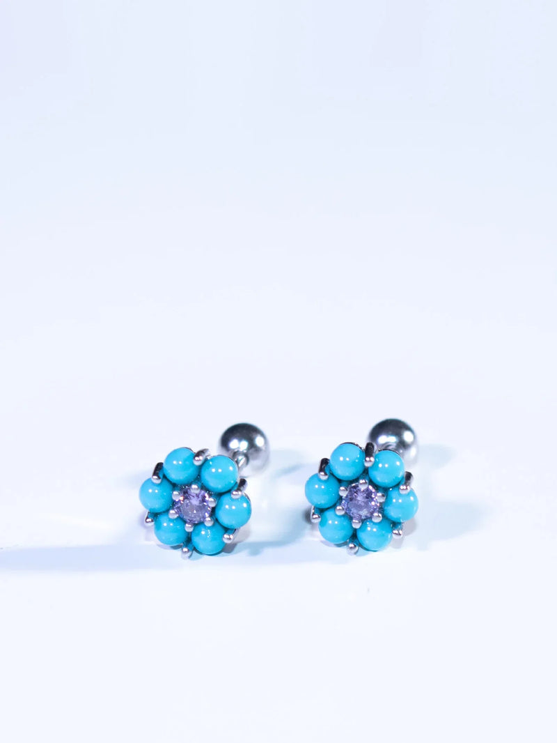 925 Silver Turquoise Stud Earrings for Woman