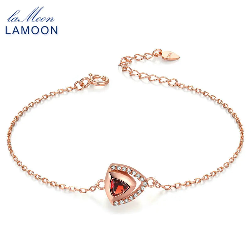 925 Sterling Silver Garnet Bracelet For Women