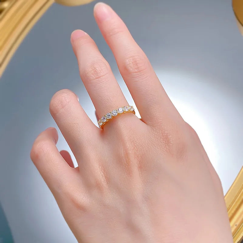 18k Yellow Gold & Sterling Silver Half Eternity Ring for Women