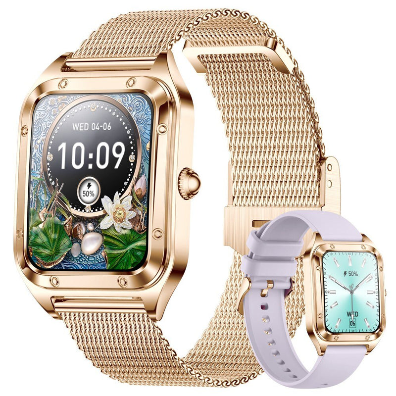 Stainless Steel 1.57 inch Fashion Smart Watch with Health Monitoring and Music for Women