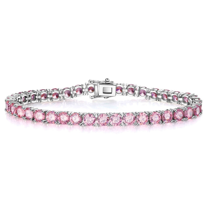 Sterling Silver Lab Pink Sapphire Tennis Bracelet