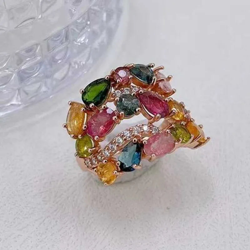 925 Sterling Silver Tourmaline Ring for Women