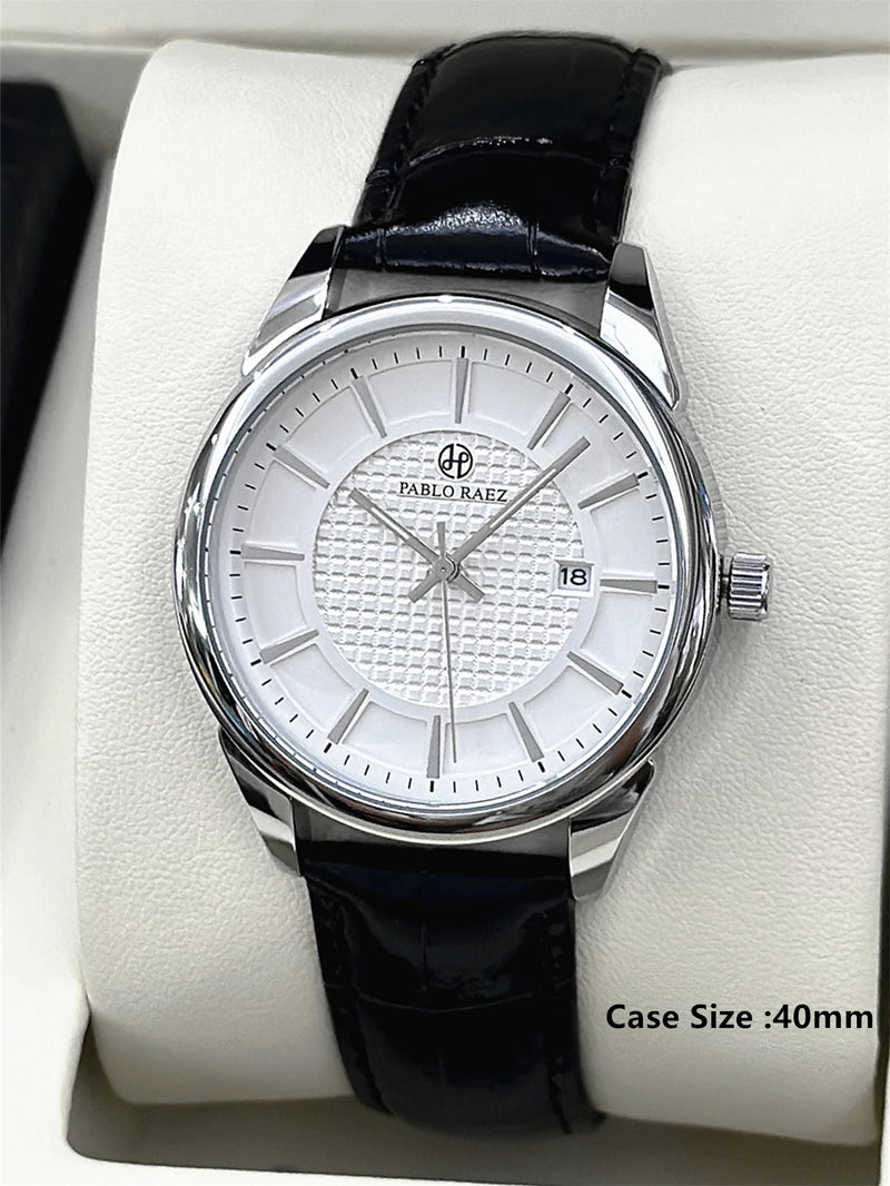 Men's Business Wristwatch with Leather Strap - Quartz Movement, Waterproof