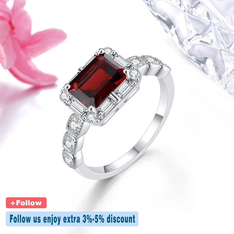 Sterling Silver Red Garnet Ring 1.80 ct. for Women