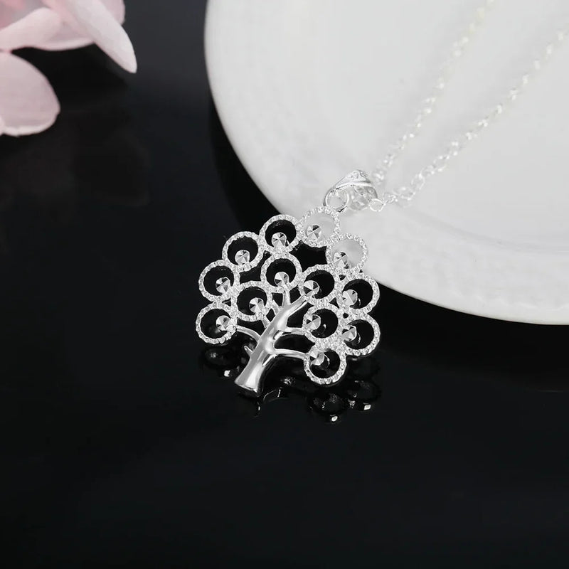 Sterling Silver 45cm Fine Tree Pendant Necklace for Women