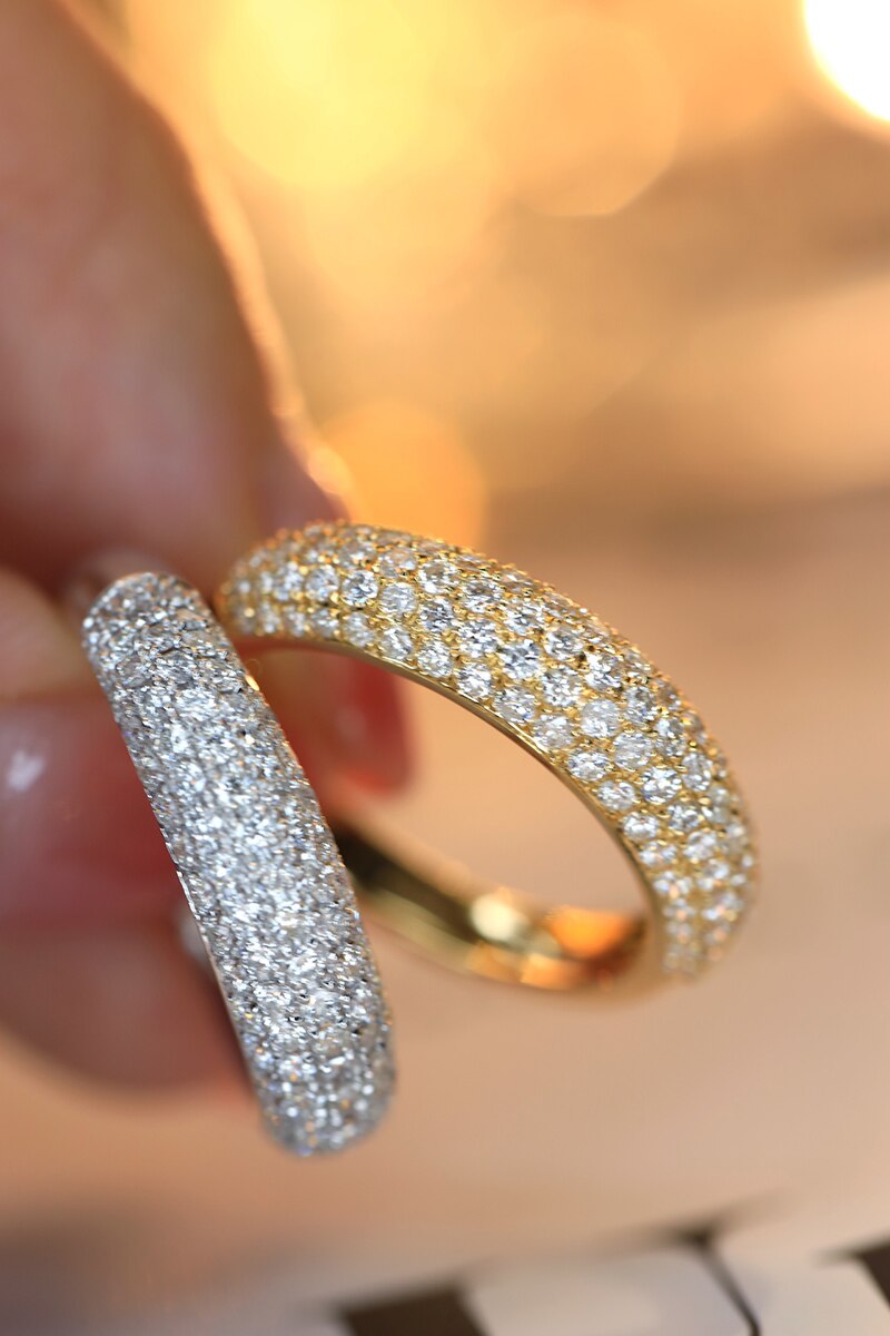18K Yellow Gold Diamond Row Wedding Band for Women