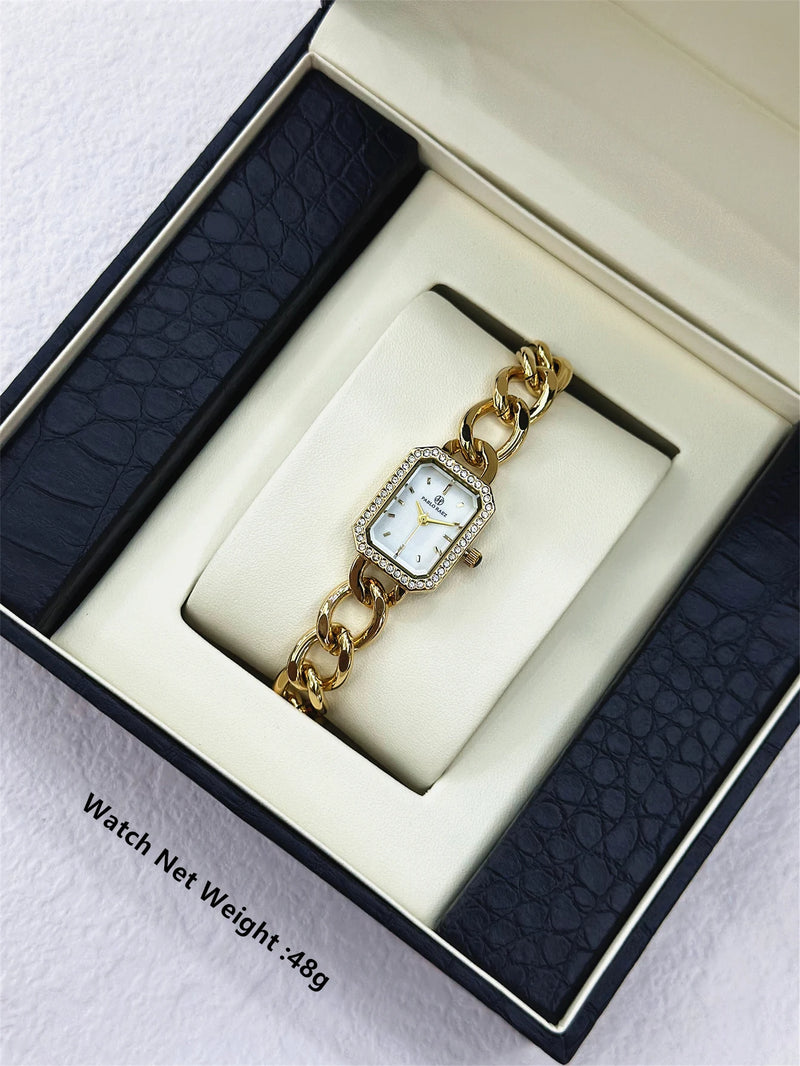 Elegant Yellow Gold Diamond Wristwatch for Women – High Quality Luxury Timepiece for Casual Dress.