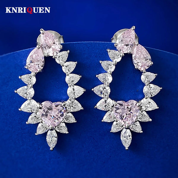 Sterling Silver Pink Quartz Drop Earrings for Women