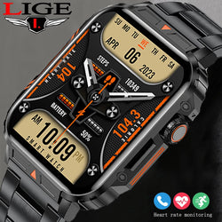 Smart Outdoor Military Watch for Sports Fitness with AI Voice, Waterproof & Bluetooth Call