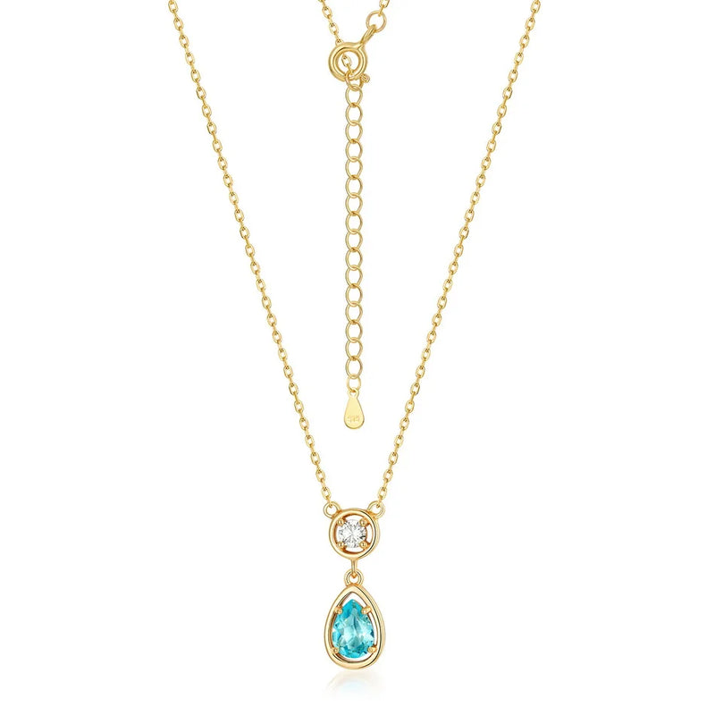 925 Sterling Silver Swiss Blue Topaz Necklace for Women.