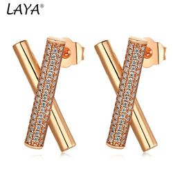 925 Sterling Silver AA Zircon Cross Drop Earrings for Women