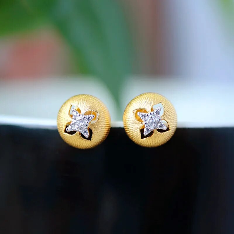 925 Sterling Silver Gold Plated Four Leaf Clover Stud Earrings for Women