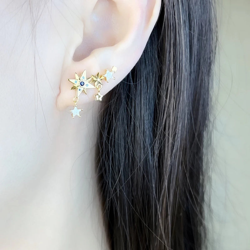 Sterling Silver Sea of Stars Gold Ear Climbers for Women