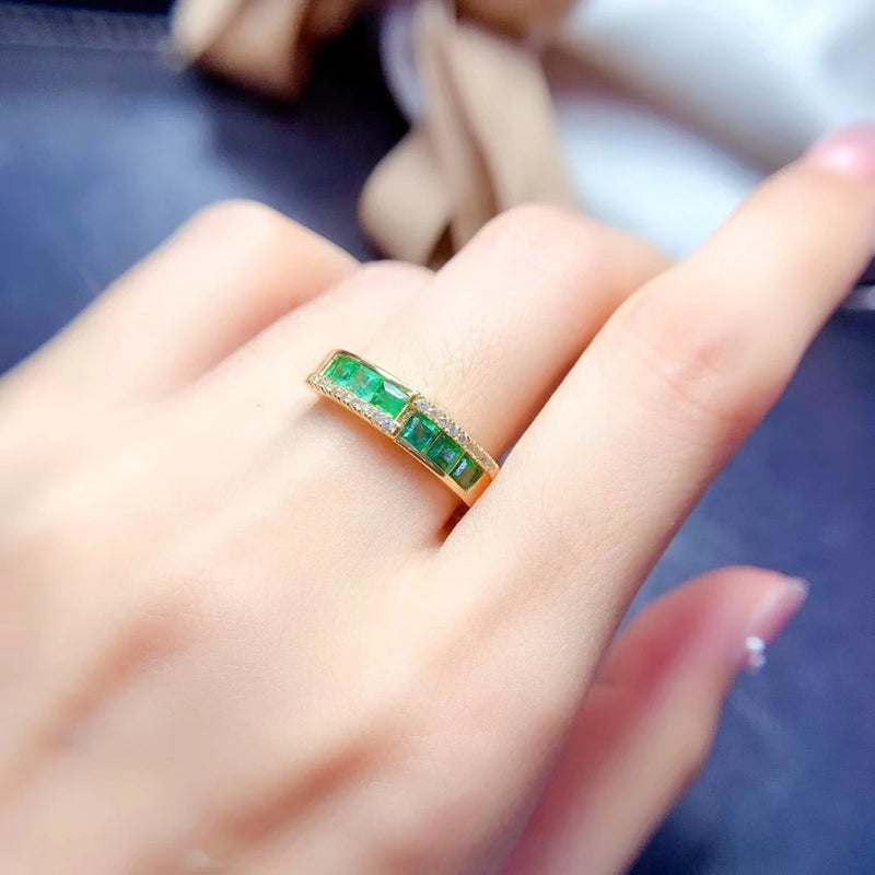 925 Sterling Silver Emerald Ring for Women