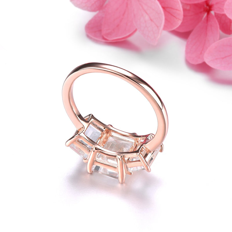 Sterling Silver 925 Rose Gold Plated White Topaz 4.50ct Ring for Women