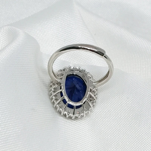 Sterling Silver Natural Sapphire Ring for Women