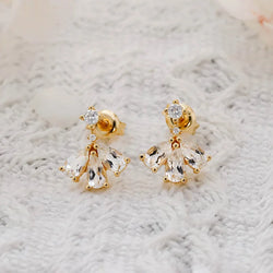 925 Sterling Silver Gold Plated Topaz Stud Earrings for Women