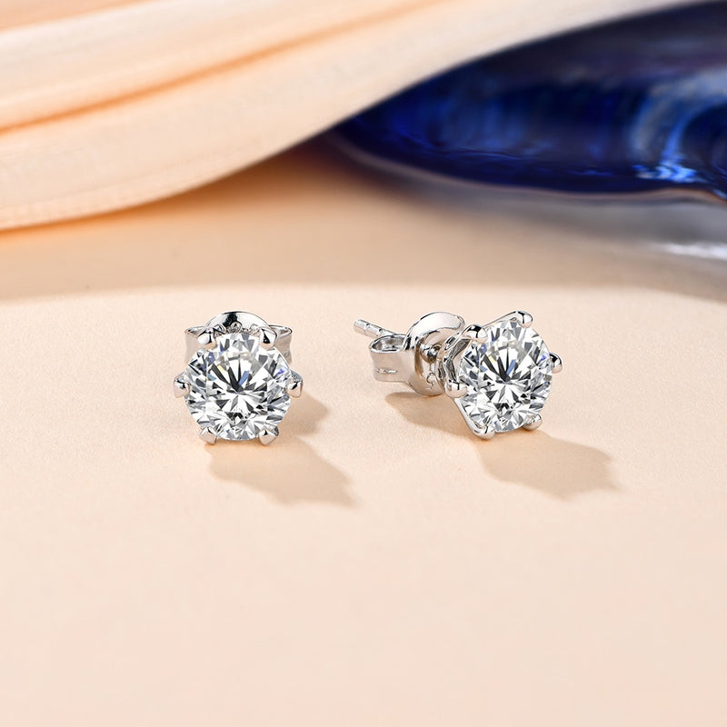 925 Sterling Silver 3.00 Carat Moissanite Stud Earrings for Women