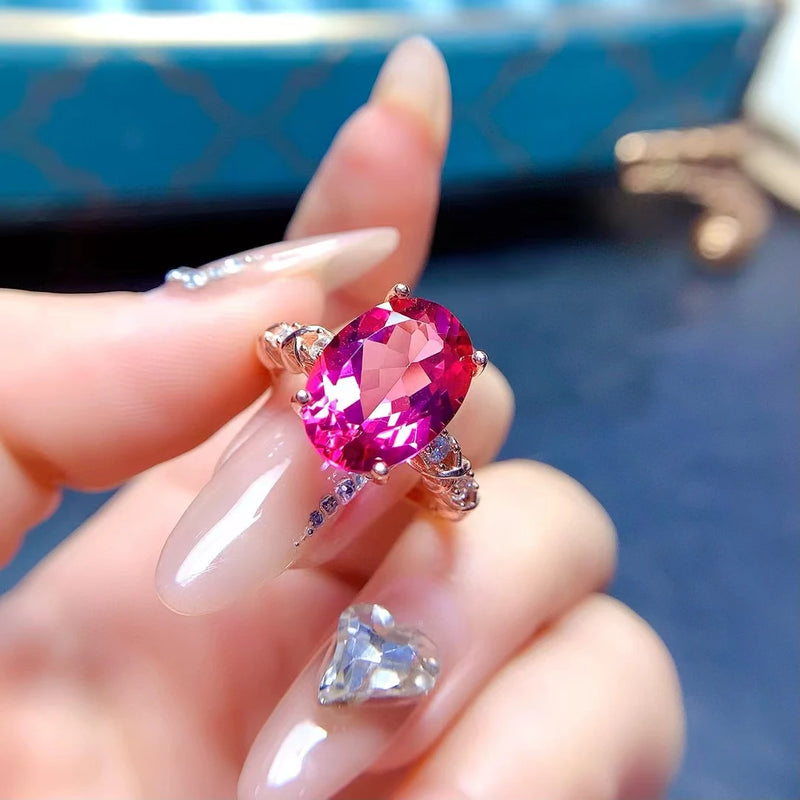 925 Sterling Silver Pink Topaz Ring for Women