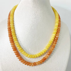 Yellow Topaz, Orange Jade, Red Ruby, Emerald Necklace for Women