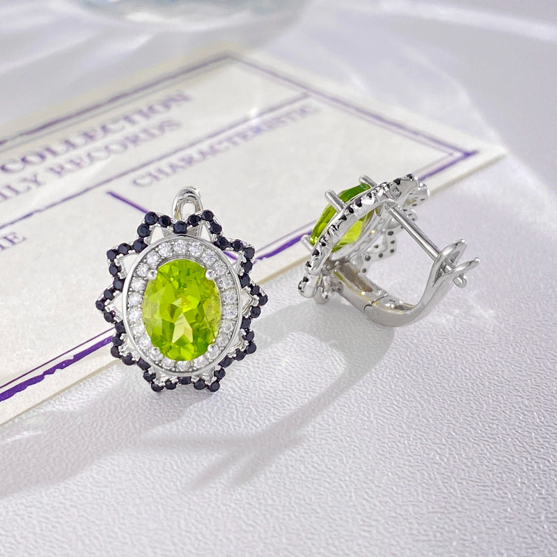 S925 Silver Natural Gemstone Amethyst Peridot Garnet Topaz Citrine Stud Earrings for Women