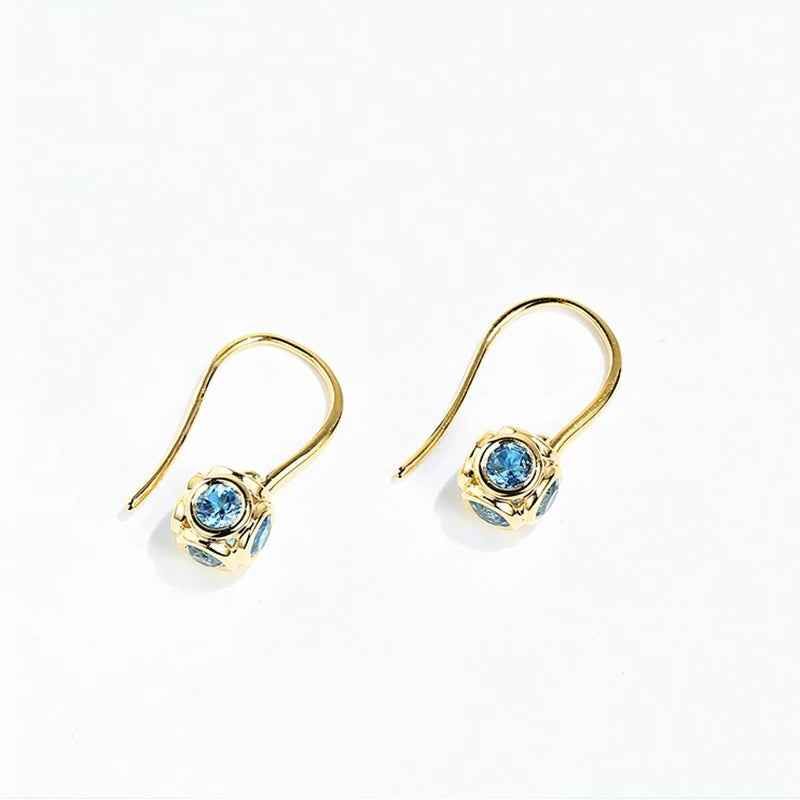 18k Yellow / White / Rose Gold Blue Topaz Earrings for Women