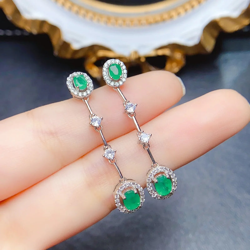 Sterling Silver 4*5mm Emerald Earrings for Women