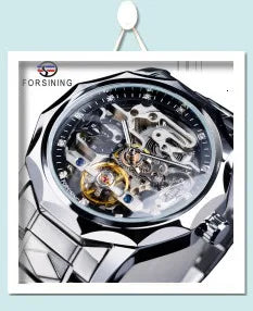 Stainless Steel Dragon Skeleton Mechanical Watch for Men