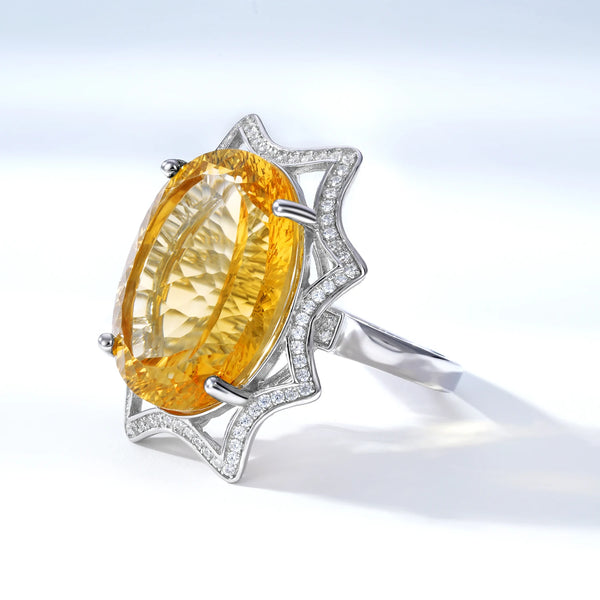 Sterling Silver 18.2ct Citrine Oval Wedding Band for Women