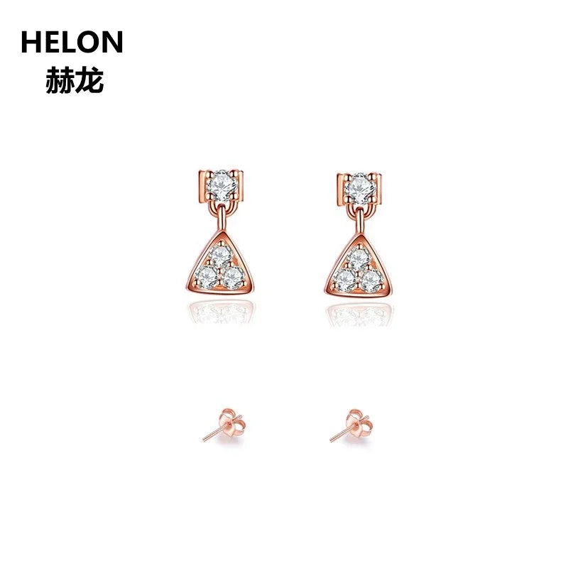 14K Rose Gold Natural White Topaz Stud Earrings for Women