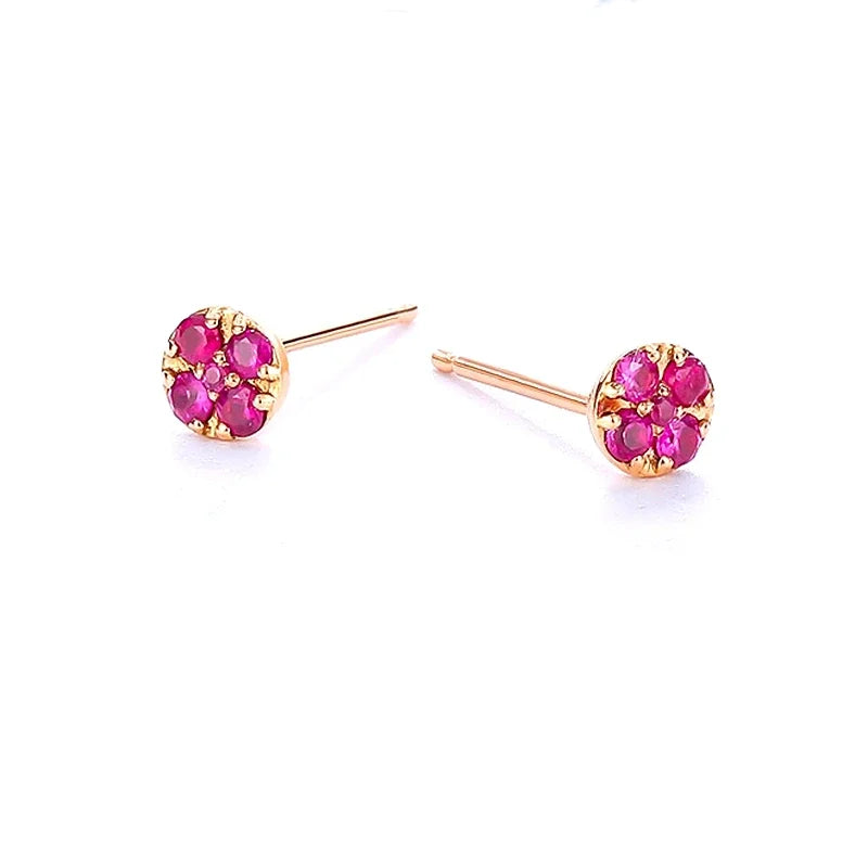 14k Rose Gold Natural Ruby Stud Earrings for Women