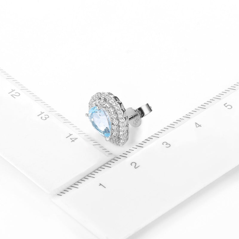Sterling Silver Topaz Stud Earrings, 1.5CTW, Pear Cut, for Women