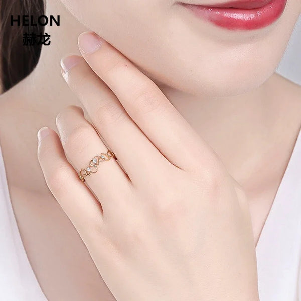 14k Yellow Gold Natural Diamonds Heart Shape Engagement Ring for Women