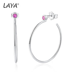 925 Sterling Silver Synthetic Crystal Hoop Earrings for Women