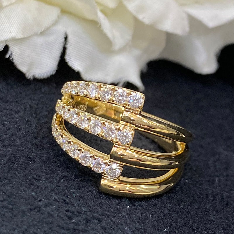 18K Gold & Diamond Two-Tone Wedding Band for Women