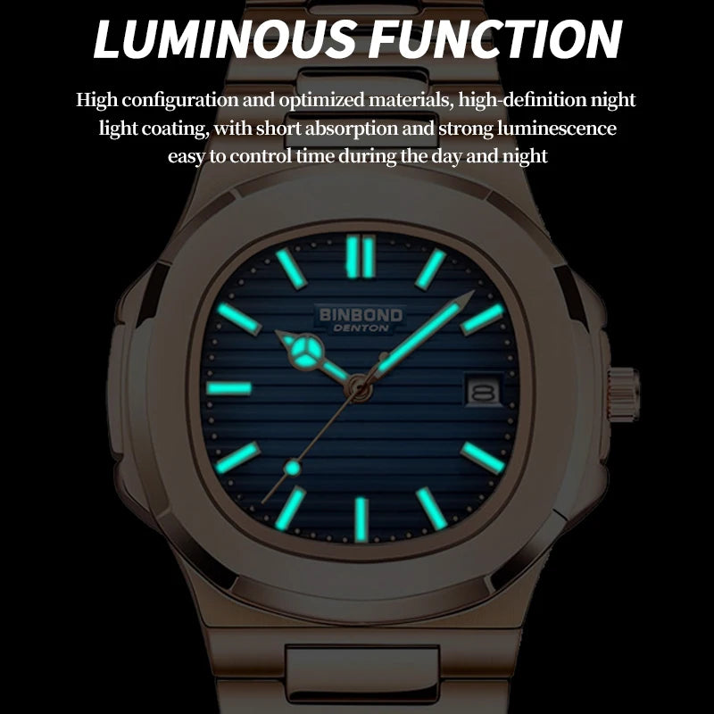 Stainless Steel Quartz Sport Waterproof Ultra-Thin Watch for Men