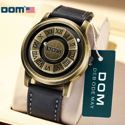 Bronze Quartz Watch with Scrolling Iron Ball Pointer for Men