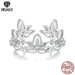 Sterling Silver Lotus Open Ring for Women