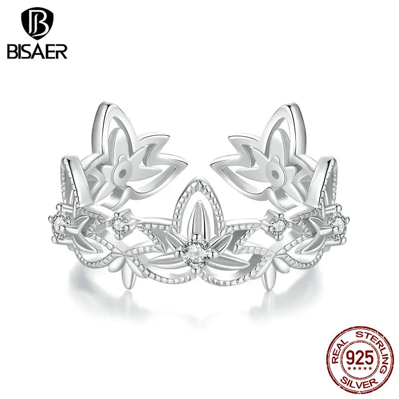 Sterling Silver Lotus Open Ring for Women