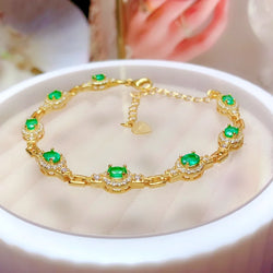 925 Silver Emerald Bracelet for Women