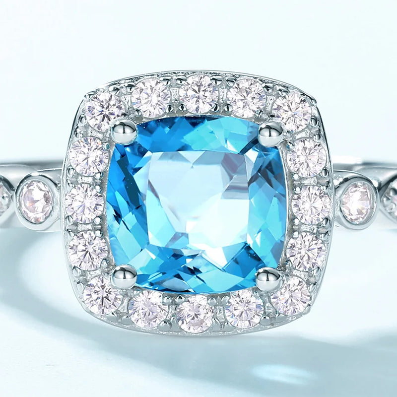 925 Silver Swiss Blue Topaz Rings for Women